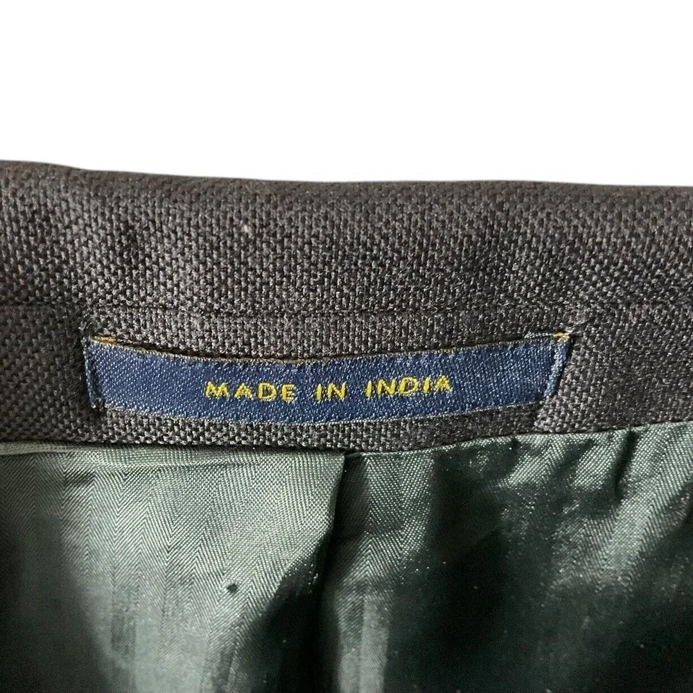 Club Room Mens Navy Blue 100% Wool Blazer Gold Crest Buttons Size 43 Regular